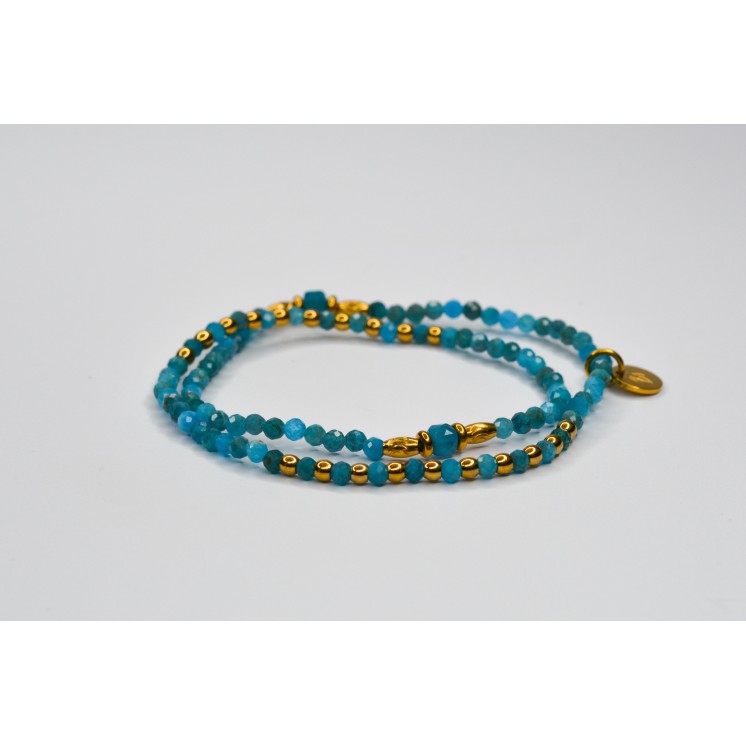 Bracelet ROSE Double Apatite bleue