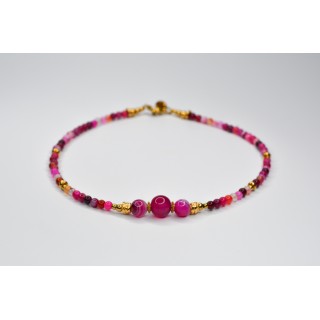 Collier EMY 3B Agate Fushia rayée