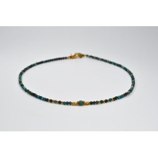 Collier ROSE Chrysocolle - Perles Naturelles à Facettes 39cm
