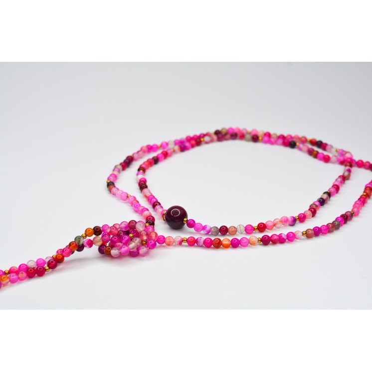 Collier LOLA Agate Fushia rayée
