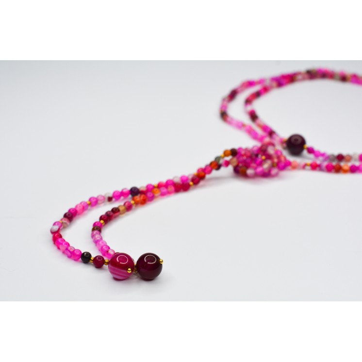 Collier LOLA Agate Fushia rayée