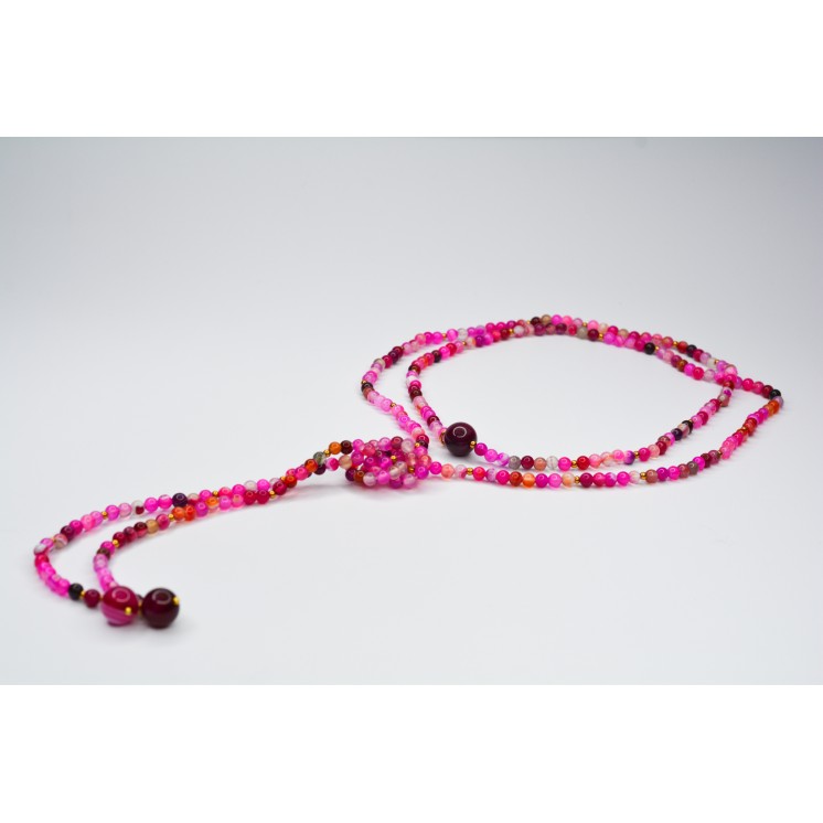 Collier LOLA Agate Fushia rayée