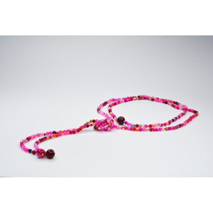Collier LOLA Agate Fushia rayée