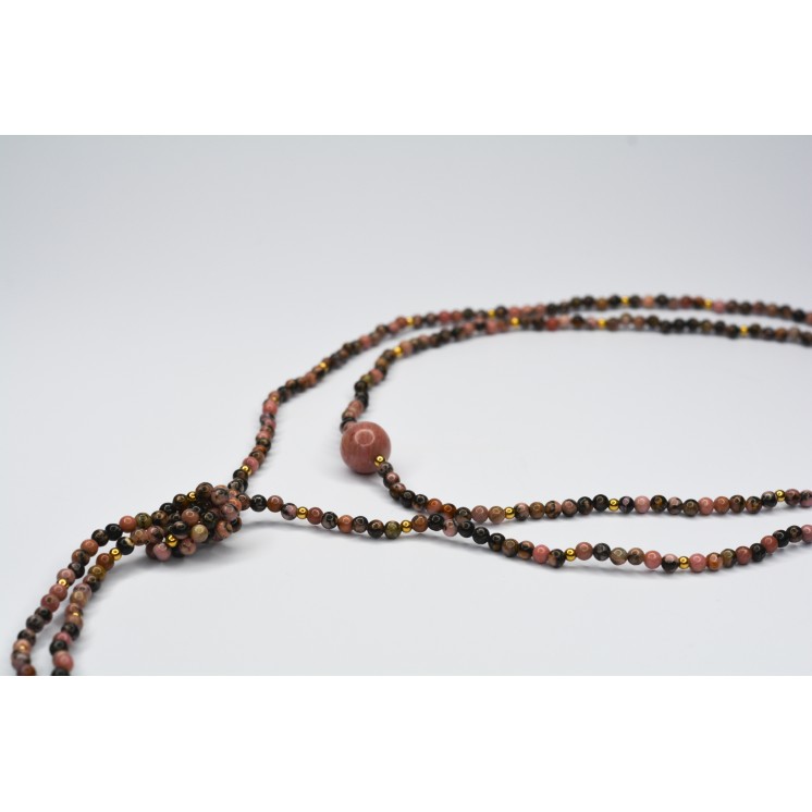 Collier LOLA - Style cravate en Rhodonite