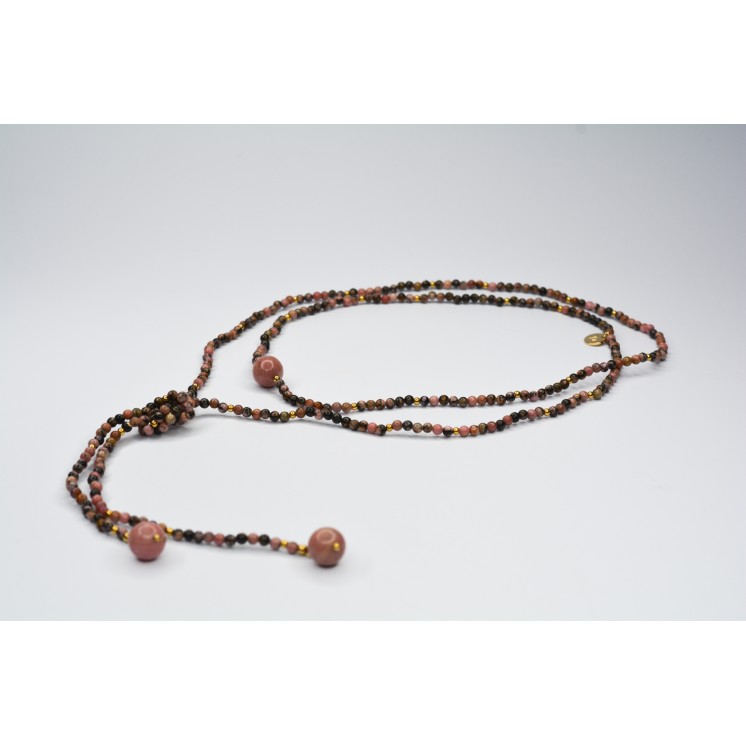 Collier LOLA - Style cravate en Rhodonite