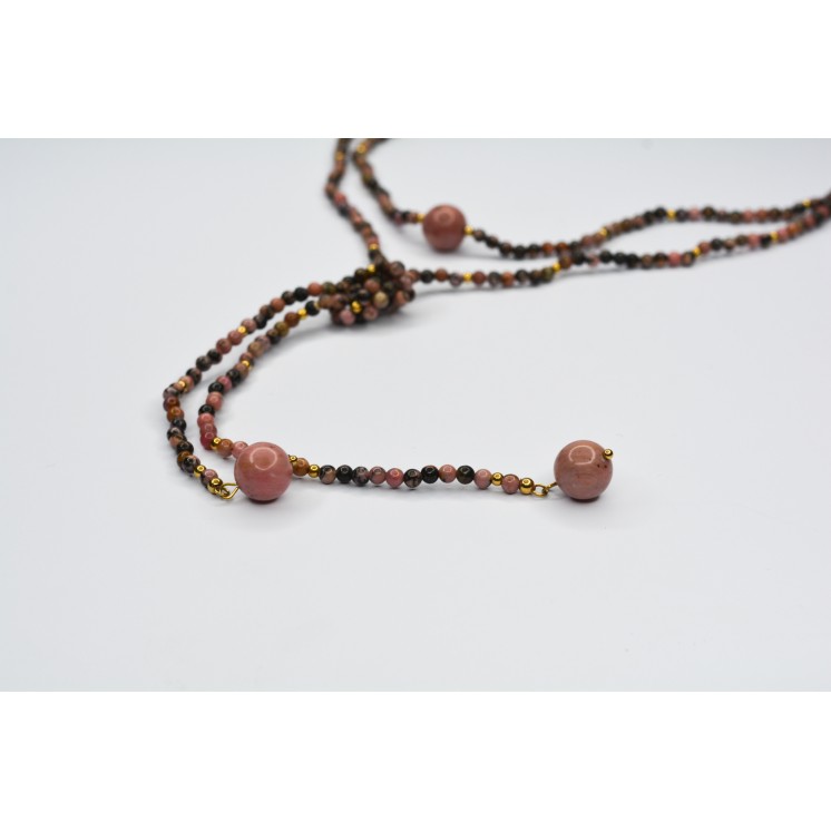 Collier LOLA - Style cravate en Rhodonite