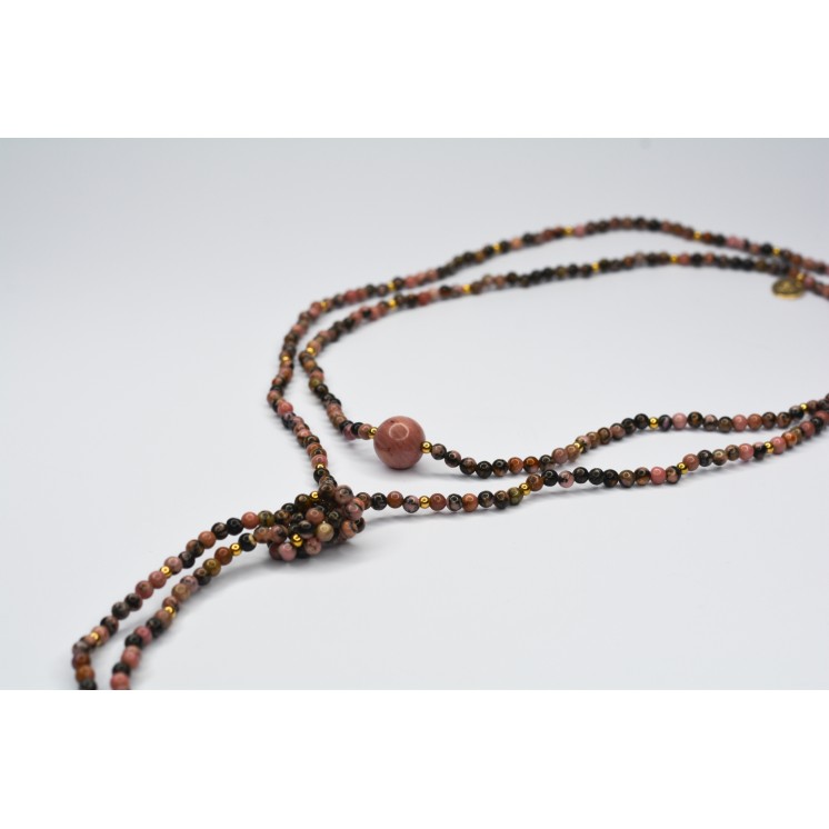Collier LOLA - Style cravate en Rhodonite