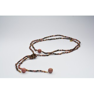 Collier LOLA - Style cravate en Rhodonite