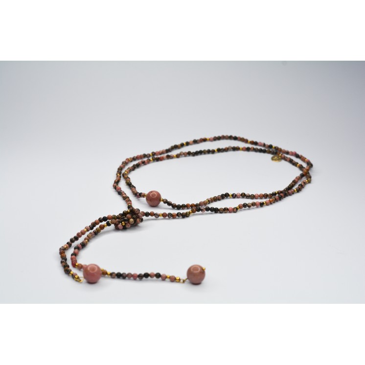 Collier LOLA - Style cravate en Rhodonite