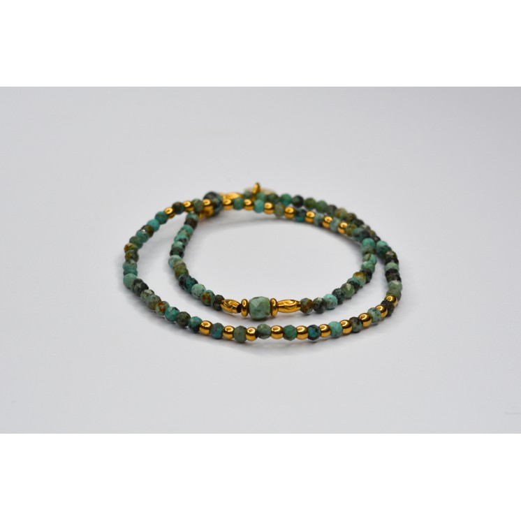 Bracelet ROSE Double Turquoise Africaine