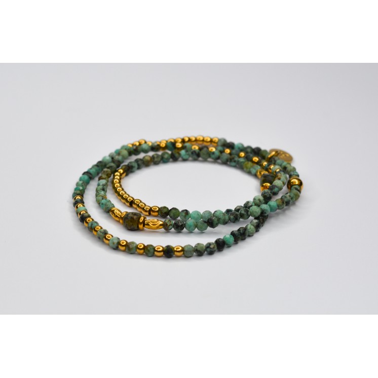 Bracelet ROSE Triple Turquoise Africaine