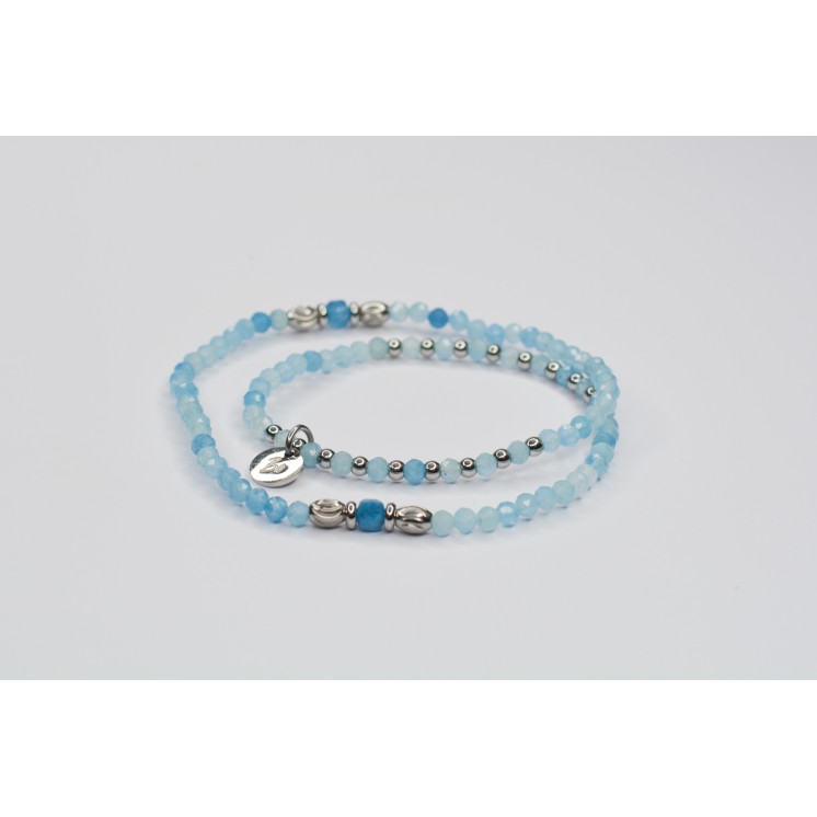 Bracelet ROSE Double Aigue-Marine