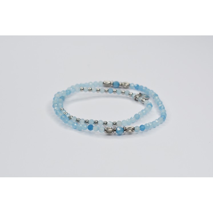 Bracelet ROSE Double Aigue-Marine