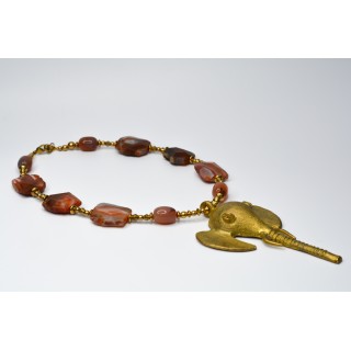 Collection Ethnique - TÊTE D'ÉLÉPHANT AGATE RAYÉE ORANGE