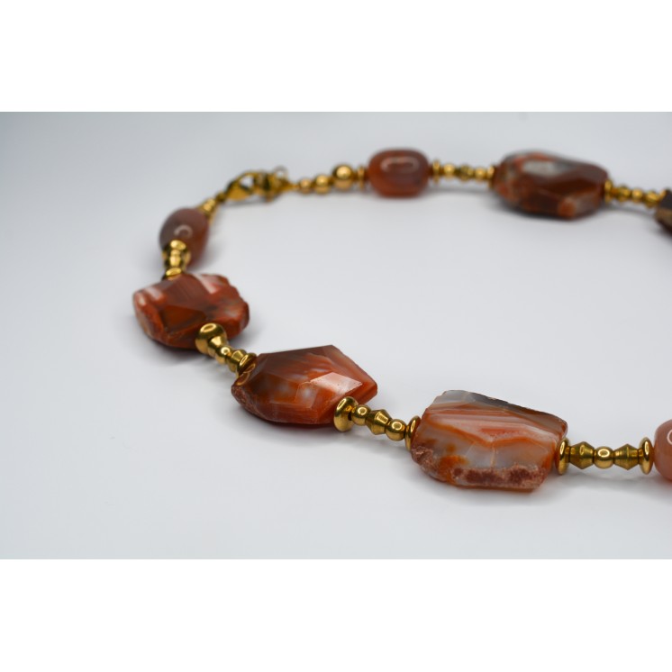 Collection Ethnique - TÊTE D'ÉLÉPHANT AGATE RAYÉE ORANGE