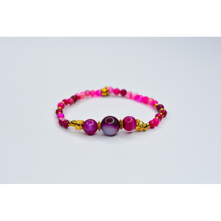 Bracelet EMY 3B Agate Fuchsia