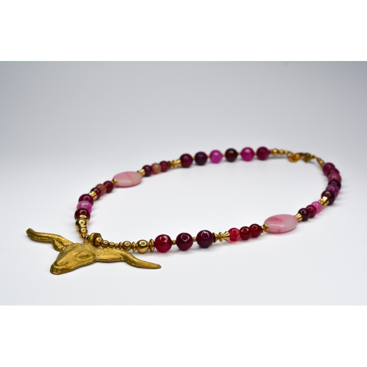 Collection Ethnique - TÊTE DE BELIER AGATE FUCHSIA