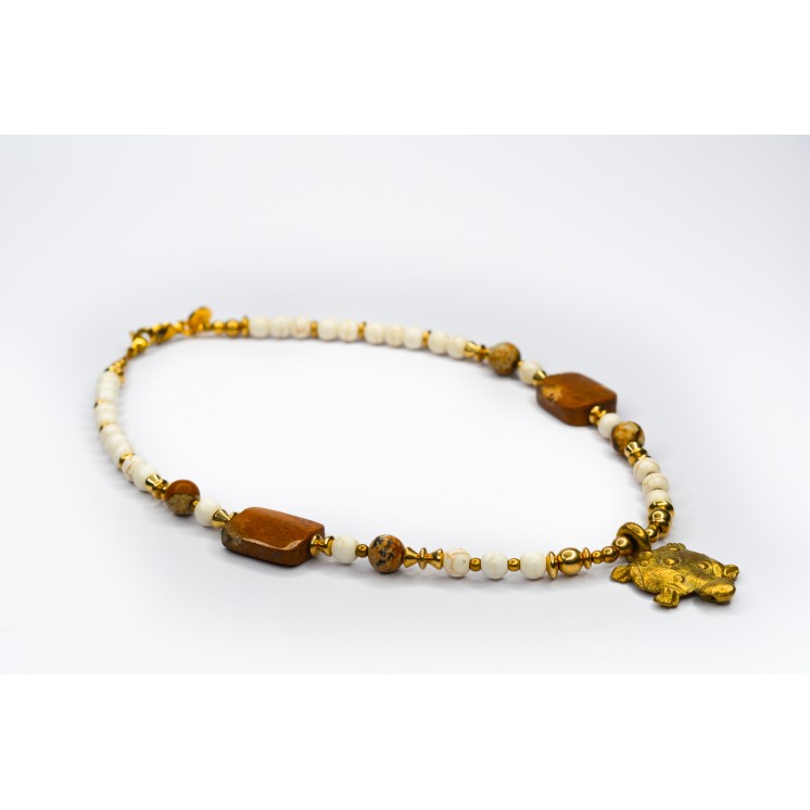 Collection Ethnique - TORTUE PM HOWLITE ET JASPE PAYSAGE