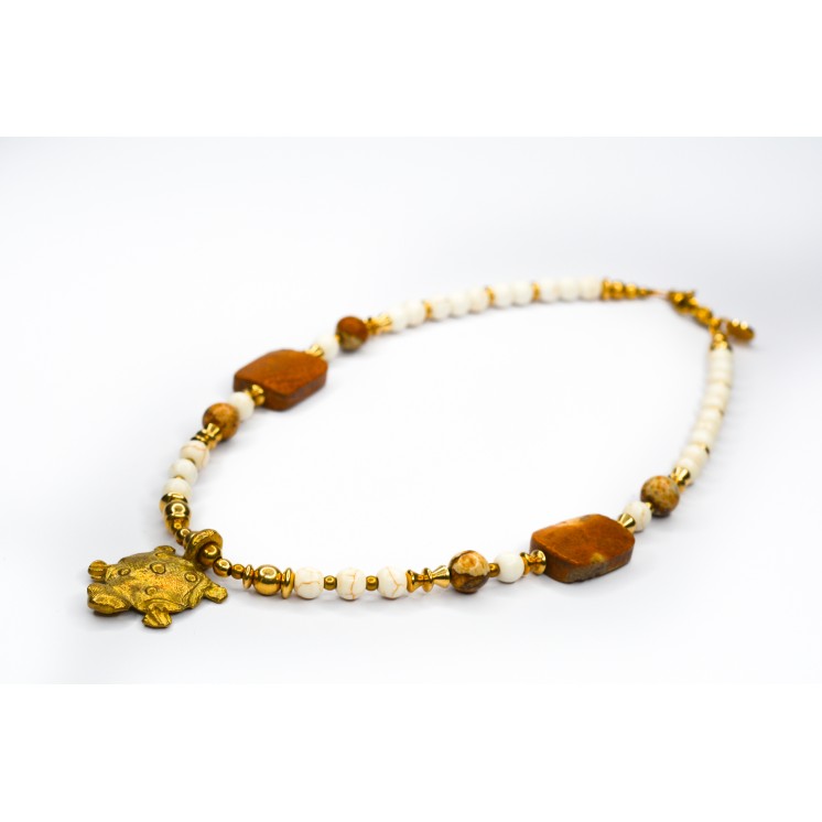 Collection Ethnique - TORTUE PM HOWLITE ET JASPE PAYSAGE