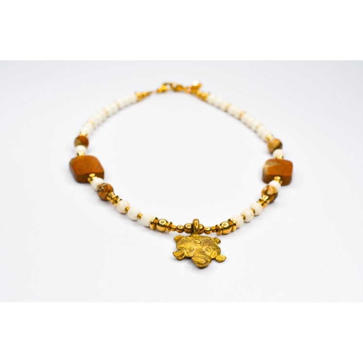 Collection Ethnique - TORTUE PM HOWLITE ET JASPE PAYSAGE