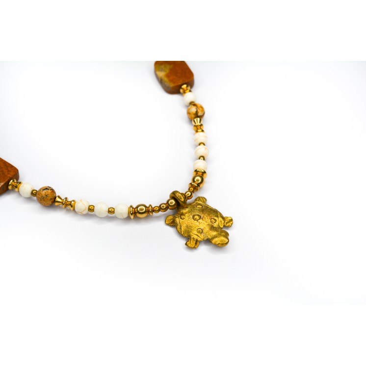 Collection Ethnique - TORTUE PM HOWLITE ET JASPE PAYSAGE