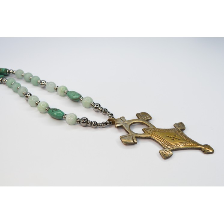 Collection Ethnique - CROIX ETHIOPIENNE ARGENT JADE