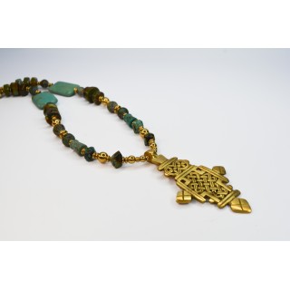 Collection Ethnique - CROIX ETHIOPIENNE TURQUOISE AFRICAINE