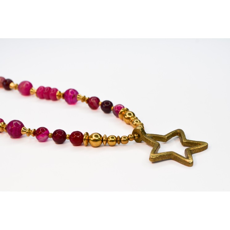 Collection Ethnique - ETOILE AGATE FUCHSIA RAYÉE