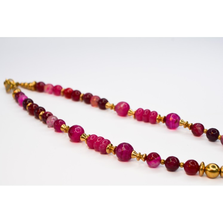 Collection Ethnique - ETOILE AGATE FUCHSIA RAYÉE