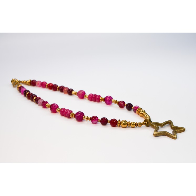 Collection Ethnique - ETOILE AGATE FUCHSIA RAYÉE