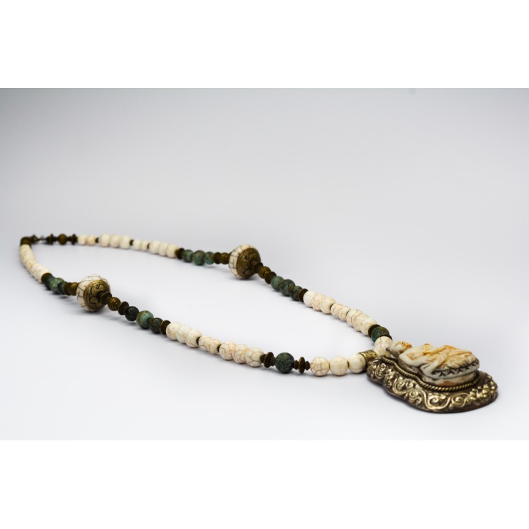 Collection Ethnique - BOUDDHA GM HOWLITE ET TURQUOISE AFRICAINE