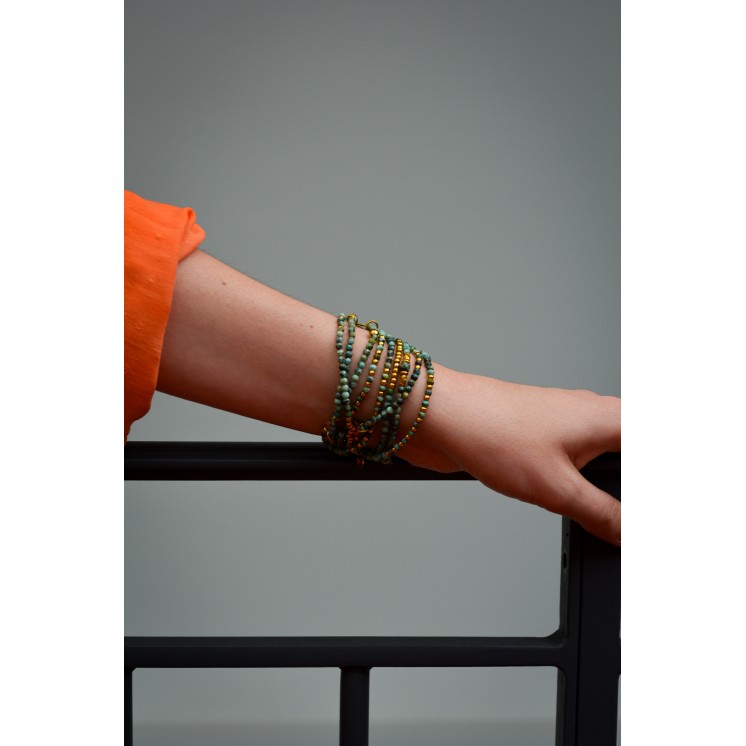 Bracelet ROSE Double Turquoise Africaine à facettes
