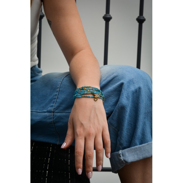 Bracelet ROSE Simple Apatite bleue à facettes