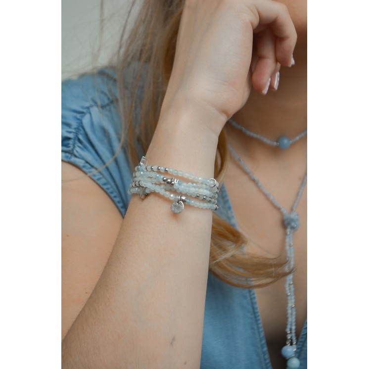 Bracelet LINA Simple Aigue-Marine - Croix