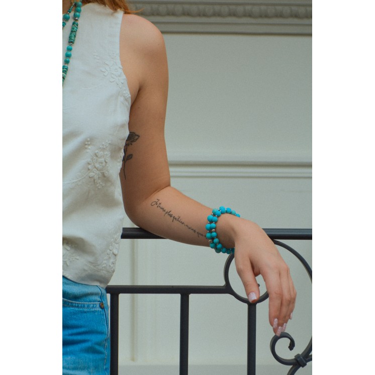 Bracelet LORI - Turquoise mate 10mm - Argent