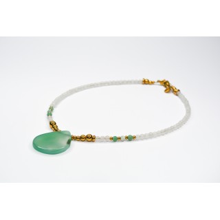 Collier LUCIE Pierre de Lune et Agate verte