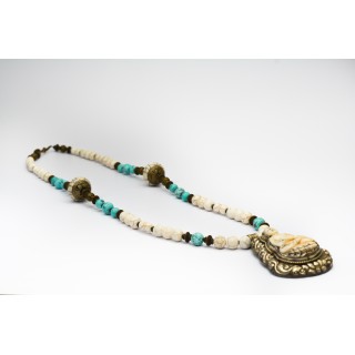 Collection Ethnique - BOUDDHA GM HOWLITE ET TURQUOISE