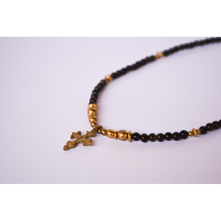 Collection Ethnique - CROIX COPTE ETHIOPIE ŒIL DE TIGRE ET ŒIL DE FAUCON