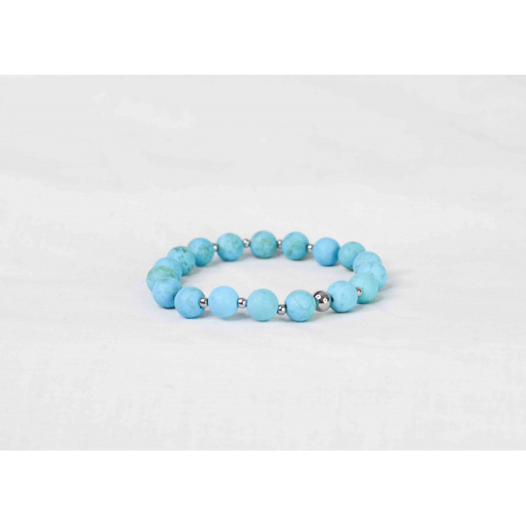 Bracelet LORI - Turquoise mate 8mm - Argent
