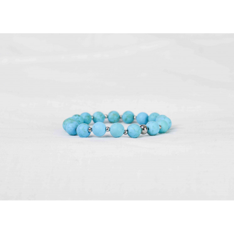Bracelet LORI - Turquoise mate 8mm - Argent