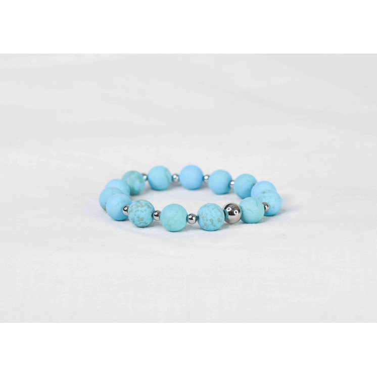 Bracelet LORI - Turquoise mate 10mm - Argent