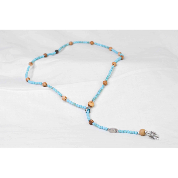 Collier LYA - Pendentif Ex-voto cœur en Turquoise et Jaspe Paysage