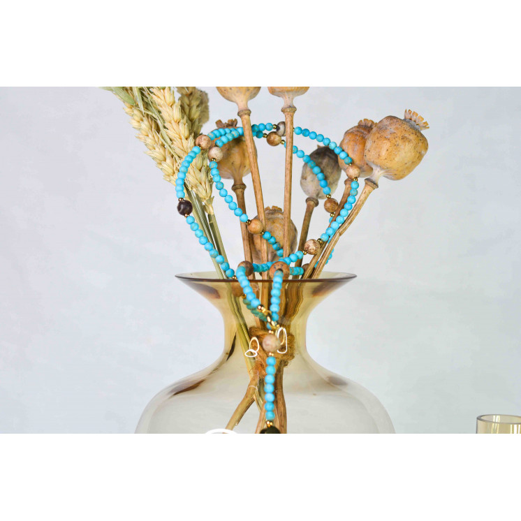 Collier LYA - Pendentif Soleil en Turquoise et Jaspe Paysage