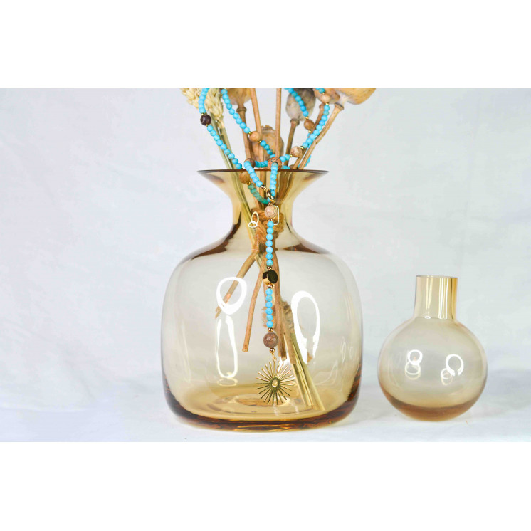 Collier LYA - Pendentif Soleil en Turquoise et Jaspe Paysage