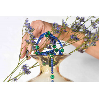 Collier LYA - Pendentif Losange en Lapis-lazuli et Malachite