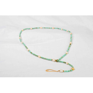 Collier LYA - Pendentif Larme / Lune en Howlite Spun Green Gold