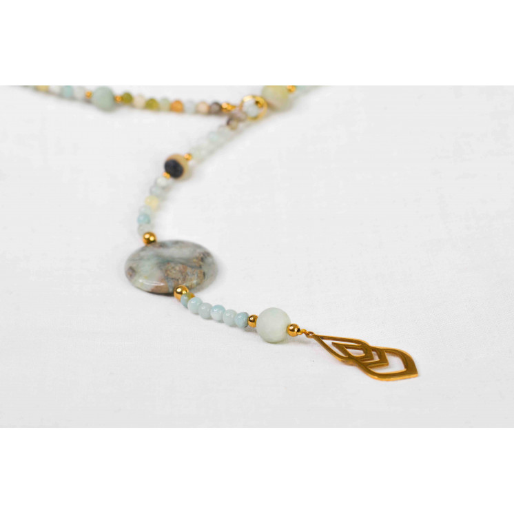 Collier LYA - Pendentif Larme en Amazonite