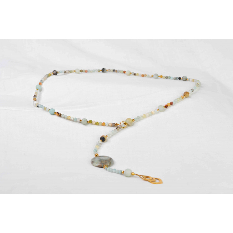 Collier LYA - Pendentif Larme en Amazonite