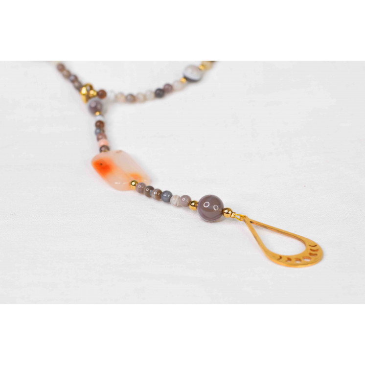 Collier LYA - Pendentif Larme en Agate Indienne