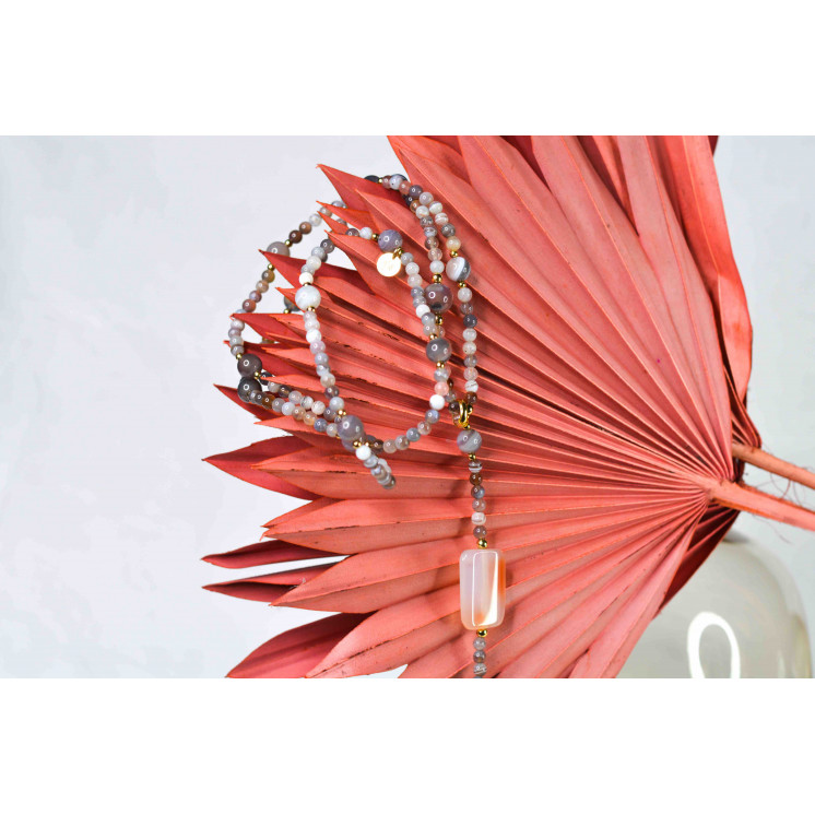 Collier LYA - Pendentif Larme en Agate Indienne